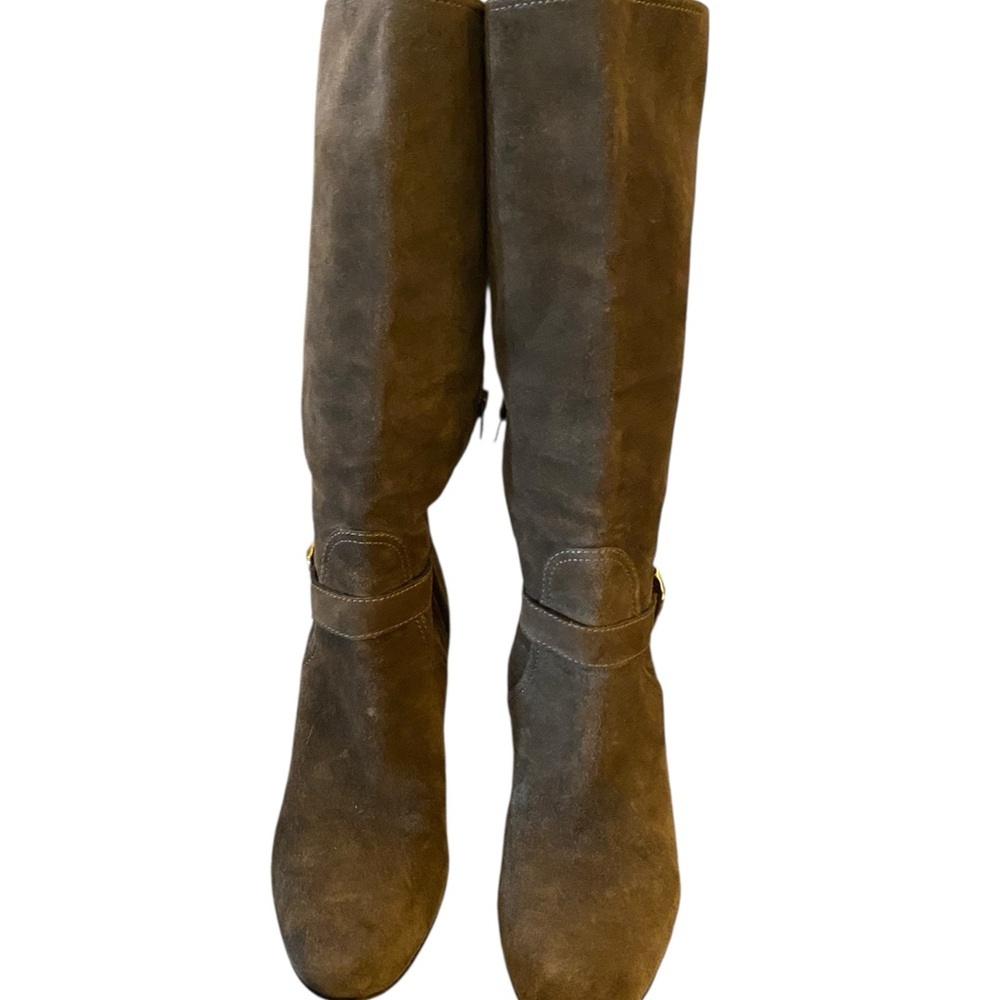 Coach Robynn mid-calf boots Flint Brown kidskin suede round toe Quiet Luxury - Picture 15 of 16